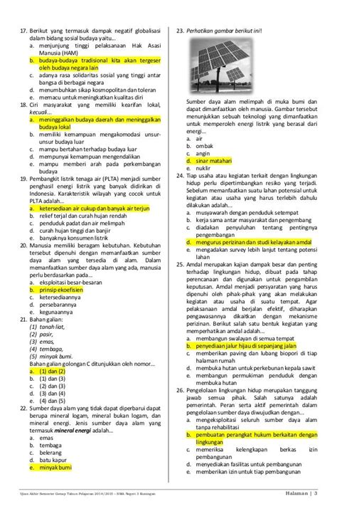 Soal UAS Geografi Kelas 11 Semester 2