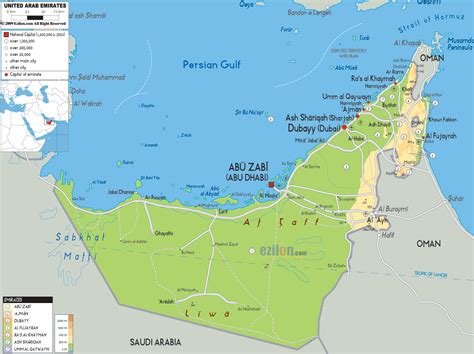 geographical map of uae