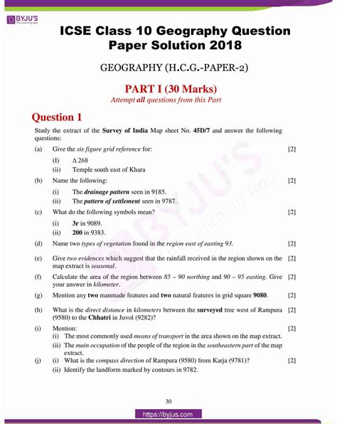 geography class 10 icse board paper 2023