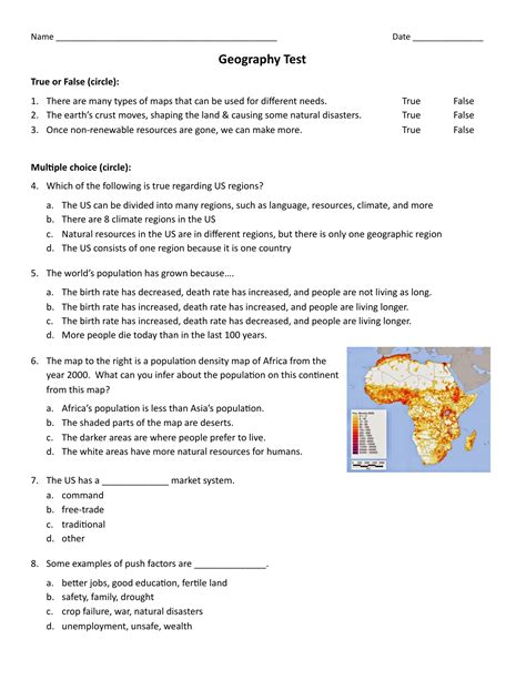 Geography Test For Grade 5