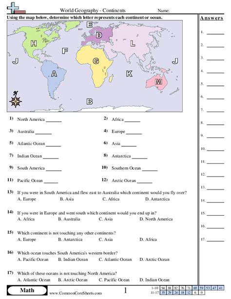 Geography Worksheet For Class 6