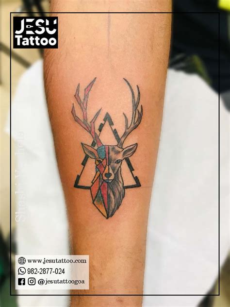 Innovative Geometric Deer Tattoo Design 2023