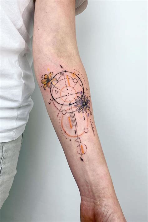 Geometric Compass Tattoo Design