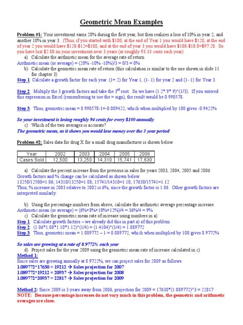 Geometric Mean Examples With Solutions Pdf