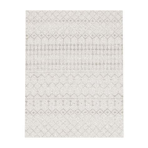 geometric moroccan bead pattern grey white rug
