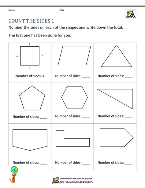 geometric shapes worksheets for 1st grade