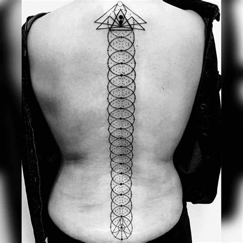 Geometric elegant spine tattoo ideas