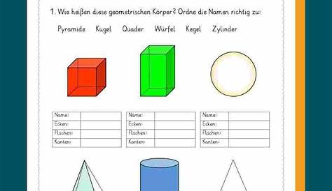 Geometrische Körper Eigenschaften Arbeitsblatt : Grundschule Nachhilfe