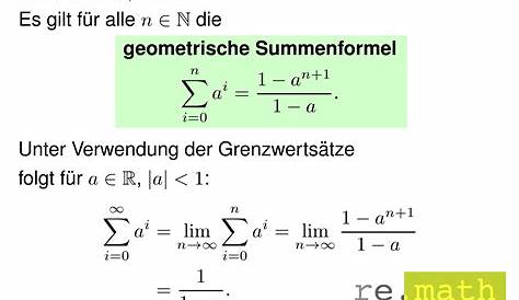 www.mathefragen.de - Formeln endliche geometrische Reihe