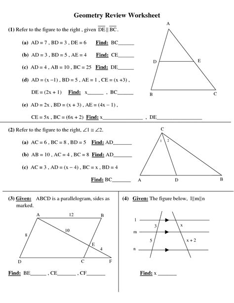 geometry activity sheets