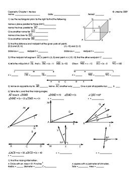 3 Geometry Midterm Review Chapter 1 1.)