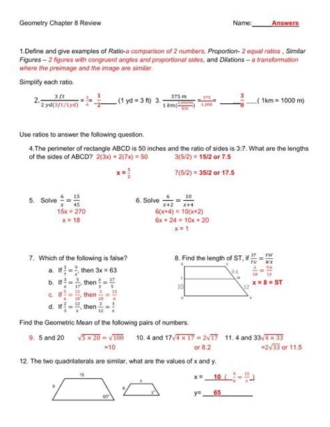 Test 34 Chapter 8 Test Geometry Answers Atlanta