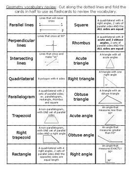 Geometry Flashcards With Pictures Printable