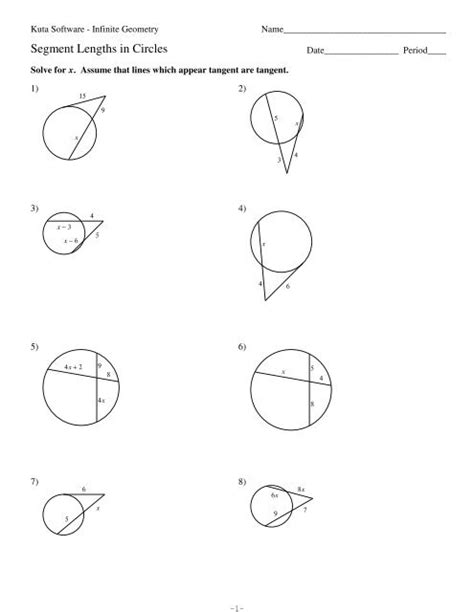 Geometry Segment Lengths In Circles Answers