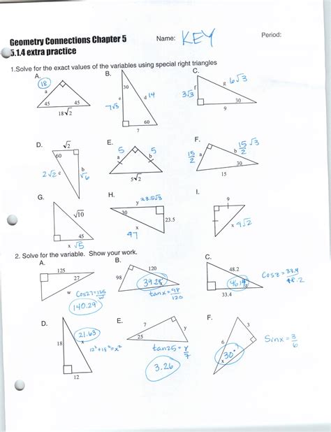 Geometry Triangles Worksheet Answers