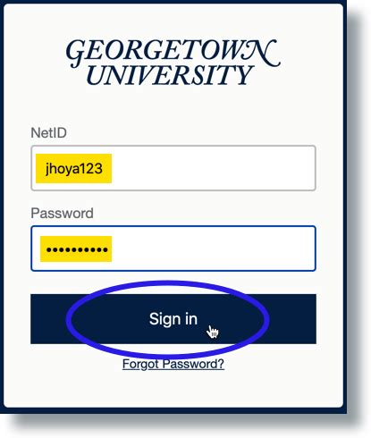 georgetown university myaccess login