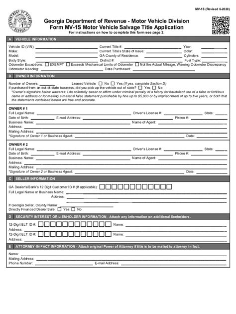 georgia department of motor vehicle forms