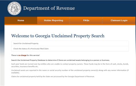 georgia department revenue unclaimed property