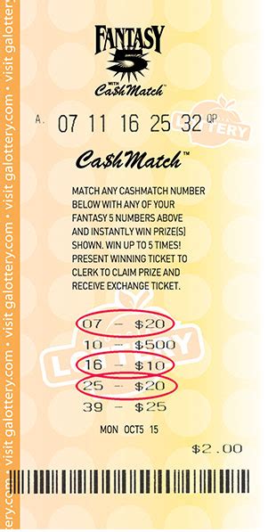 georgia lottery fantasy 5 cash match