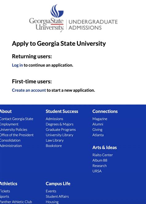 georgia state graduate admissions login