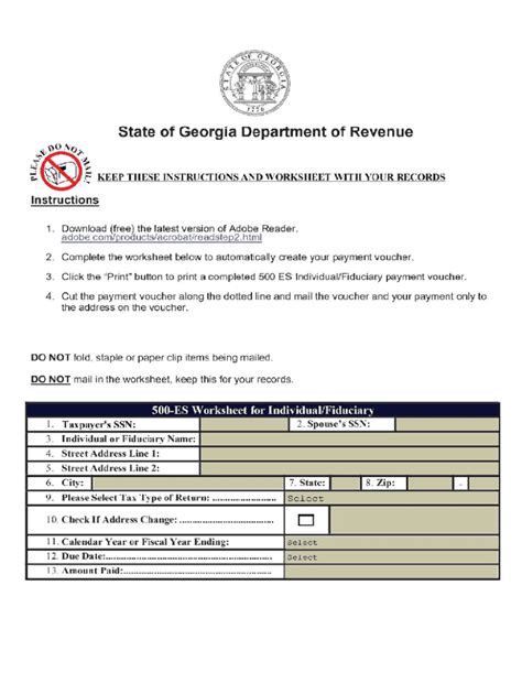 georgia tax form 500-es
