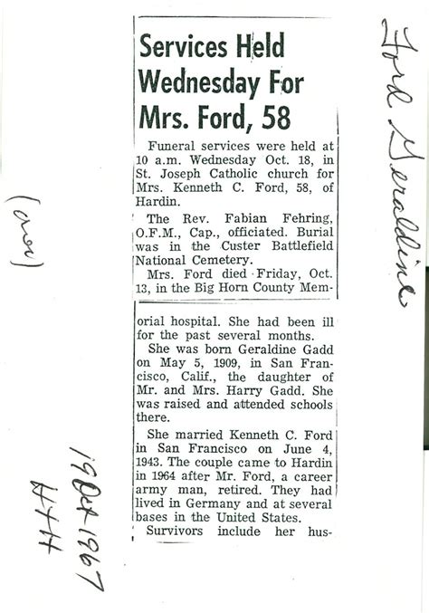 Geraldine Mt Obituaries