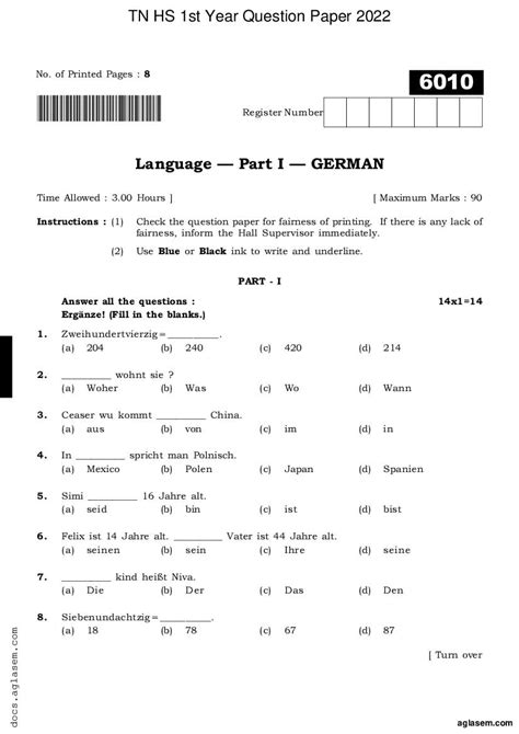 German Tech Exam Past Papers