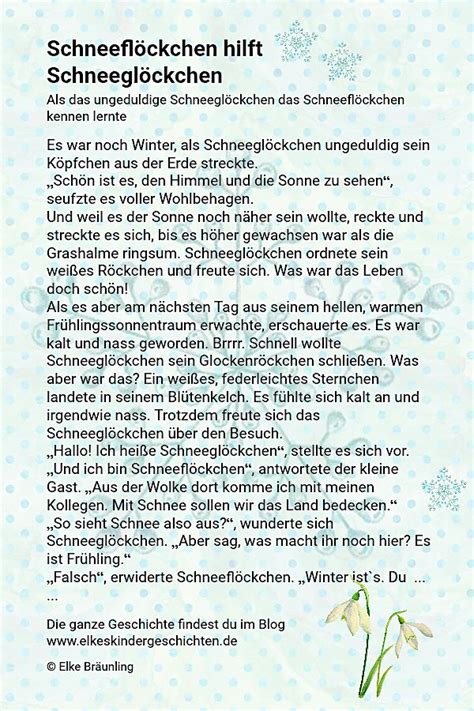 geschichte uber schneeglockchen