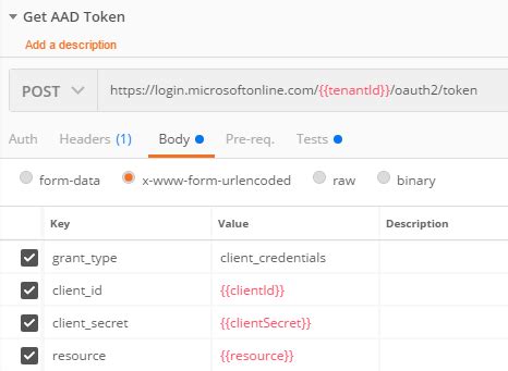 get access token azure rest api postman