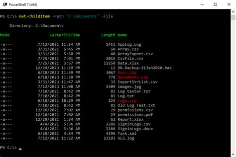 get all files in folder powershell