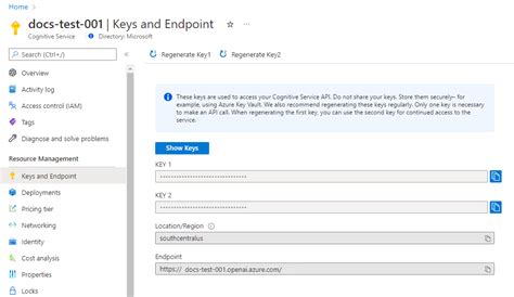 get api key azure openai