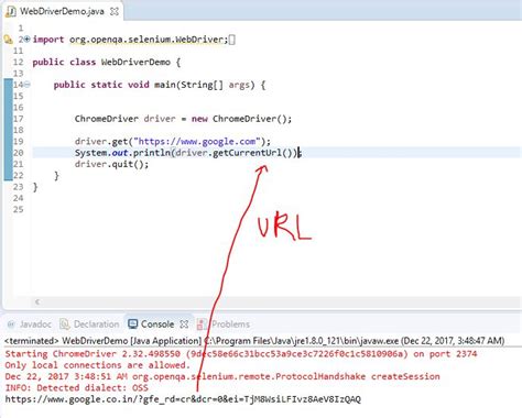 get current url in selenium using javascript