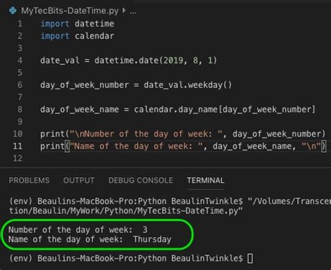 get day of week from date python