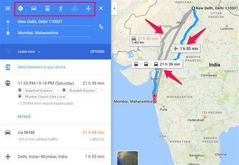 get directions from one place to another