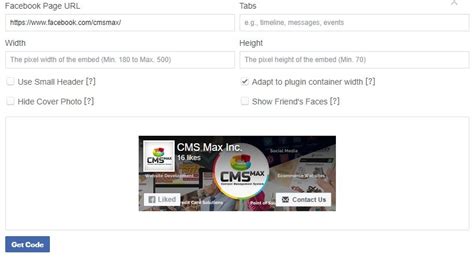 get embed code for facebook page
