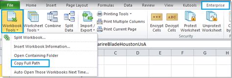 get file location in excel