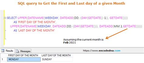 get first day of last month in sql server