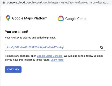 get google maps api key for testing