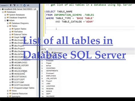 Get List Of All Tables In Sql Server