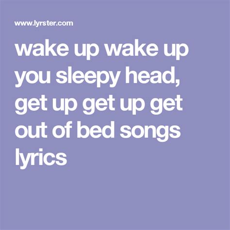 get out of bed song lyrics