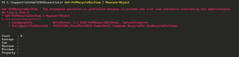 Get Pnprecyclebinitem Exceeds The List View Threshold