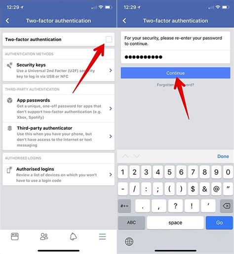 get security code for two factor authentication to log in to facebook
