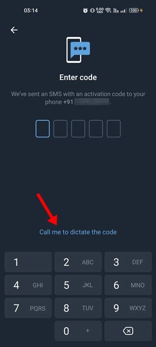 get telegram code via call