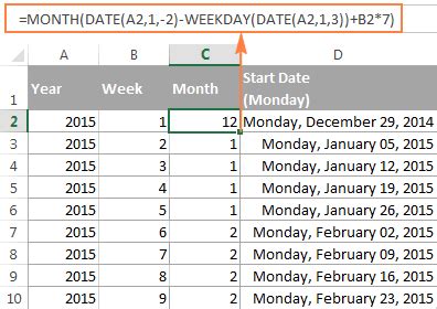 get week number in month excel