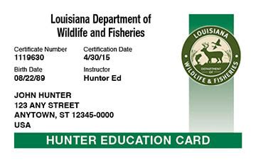 getting a replacement hunters safety card Louisiana