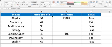 Getting Spill In Excel