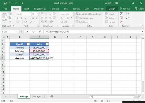 Calculate Average in Excel