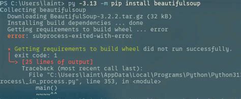 Error Getting requirements to build wheel did not run successfully · Issue 82 · awsactions