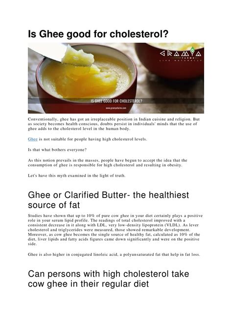 Ghee Good For Cholesterol