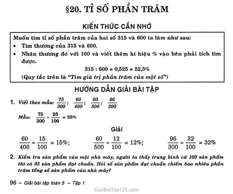 giải toán về tỉ số phần trăm